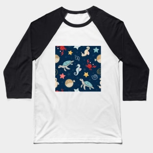 Ocean life pattern Baseball T-Shirt